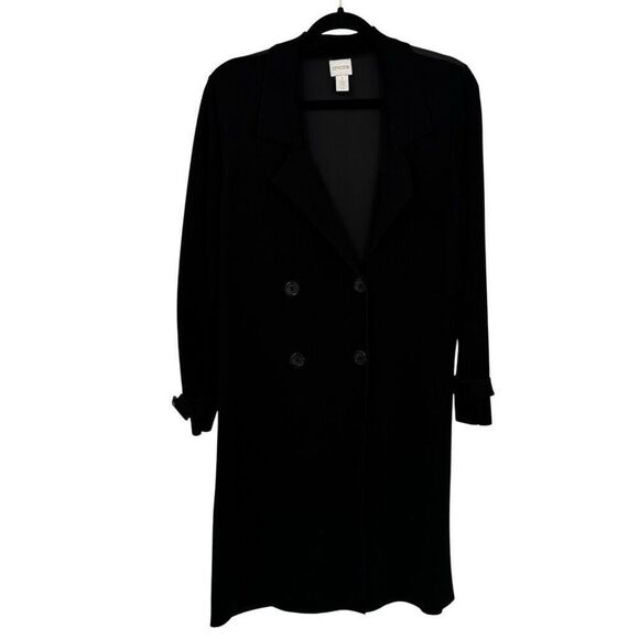 Chico’s Lightweight Long Jacket/Coat Black Size Medium (Chico’s Size 1) - Picture 1 of 9